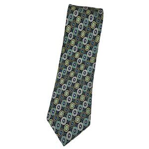 PRINCIPE Men's 100% Silk Necktie DESIGNER Tie Green Medallion W:3.4" EUC